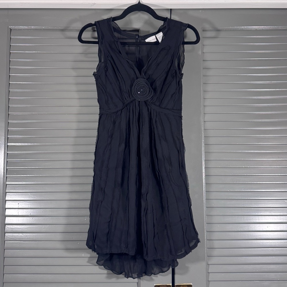 Newport News Y2K Black Chiffon Mini Dress